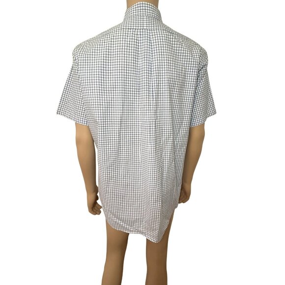 Ralph Lauren Men’s Button Down Shirt L Short Sleeve Plaid White Blue Black Check - Picture 2 of 10
